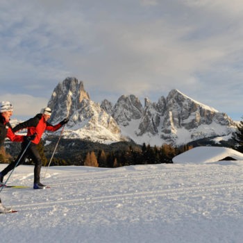Cross country skiing on Alpe di Siusi