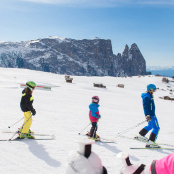 Sciare con bambini sull'Alpe di Siusi e Val Gardena